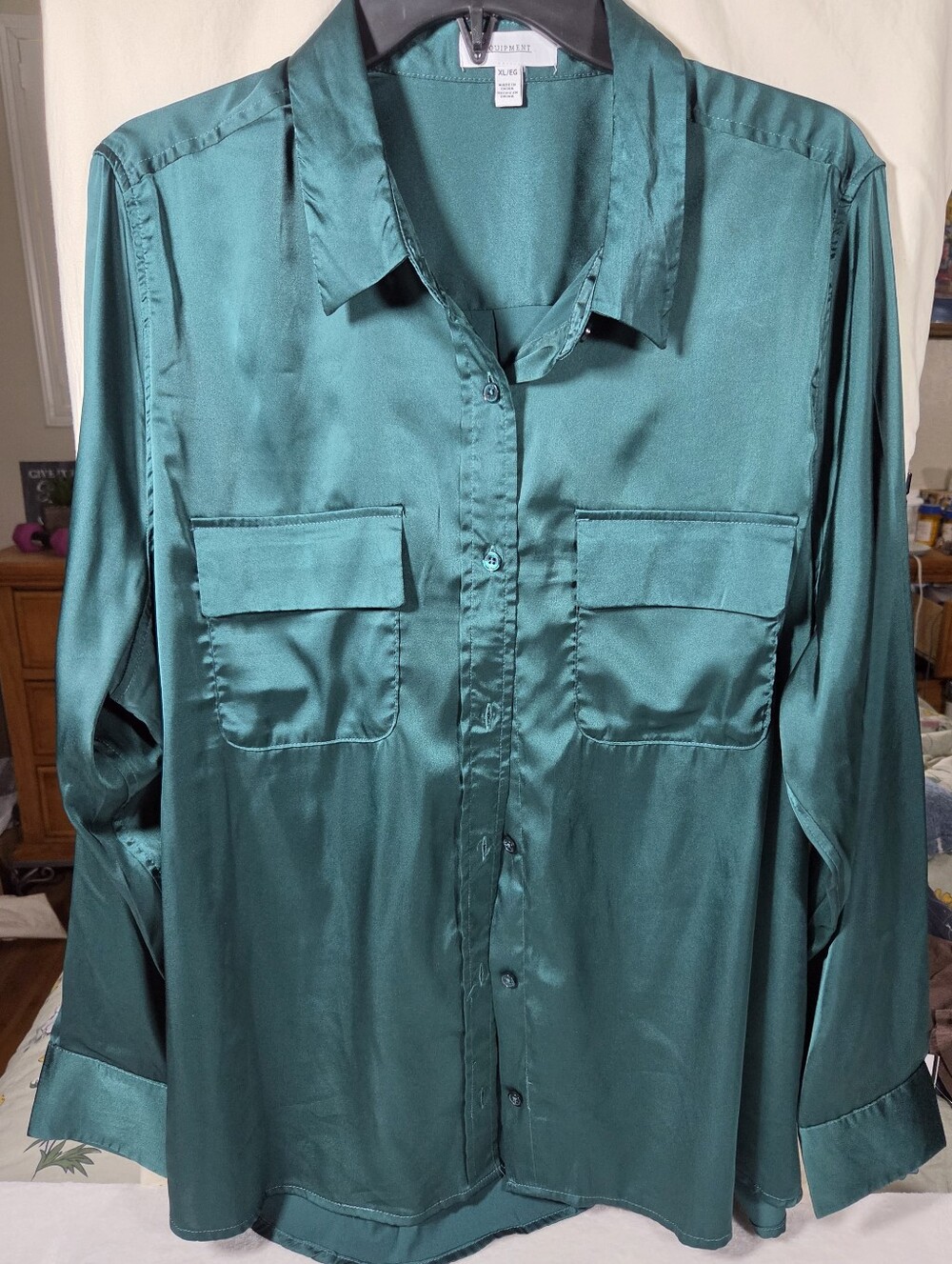 Equipment Women's Classic Signature Button Down Blouse Top Sz XL
